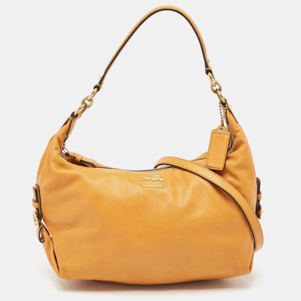 COACH Orange Leather Zip Hobo